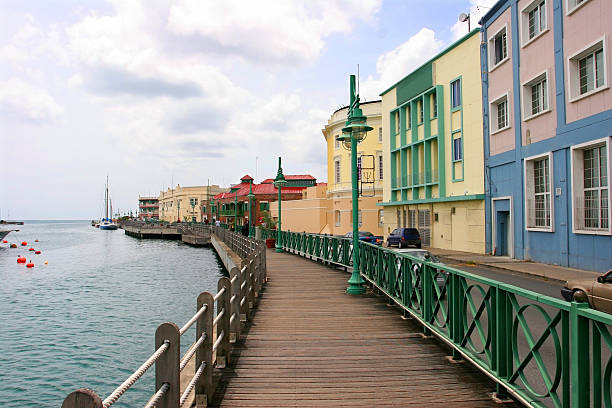 Promenade in Bridgetown, Barbados stock photo