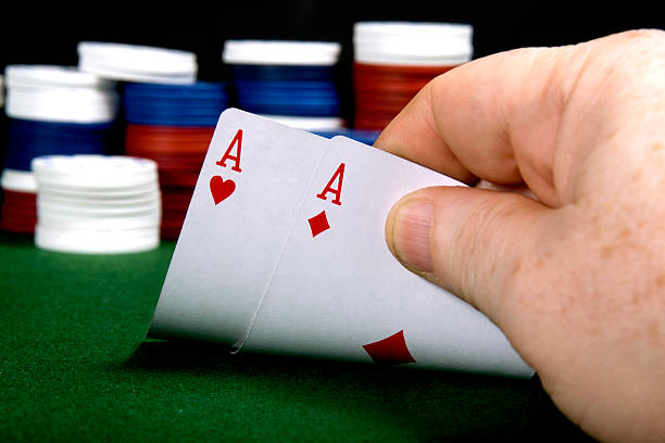 istock Pair of Aces at poker 145929090