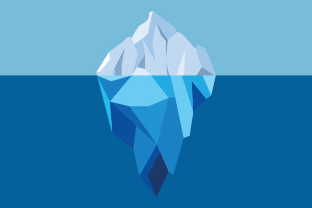 illustrazioni stock, clip art, cartoni animati e icone di tendenza di iceberg galleggiante nell'illustrazione vettoriale dell'oceano blu. - iceberg