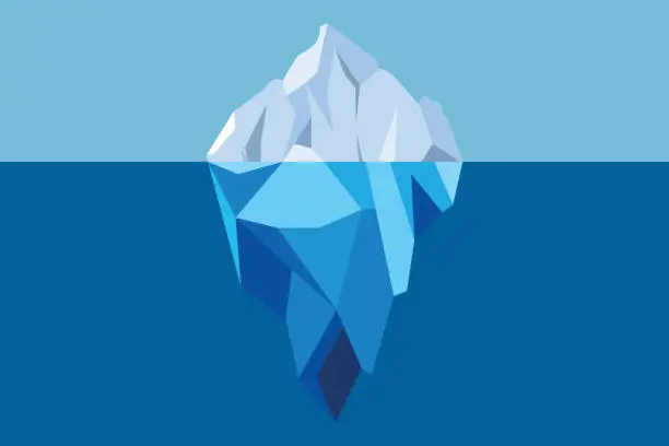 Vector illustration of Iceberg Floating in Blue Ocean Vector Illustration.