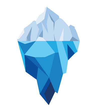 Iceberg Isolated. Iceberg on White Background, Polygonal Illustration. All in a single layer.
