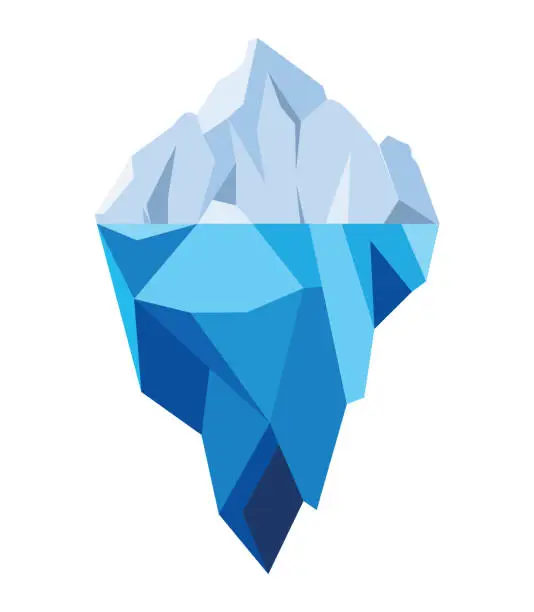 Vector illustration of Iceberg Isolated. Iceberg on White Background, Polygonal Illustration. All in a single layer.