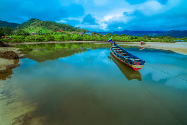 istock Lonely boat in the lake 1459292534