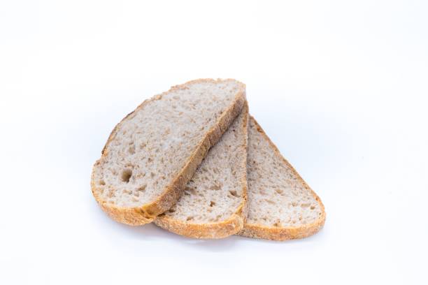 istock Slices of rye sourdough bread isolated on white background 1459294452