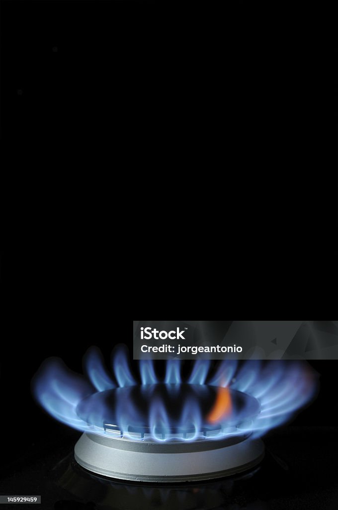 Quemadores de gas azul y rojo llama - Foto de stock de Abstracto libre de derechos