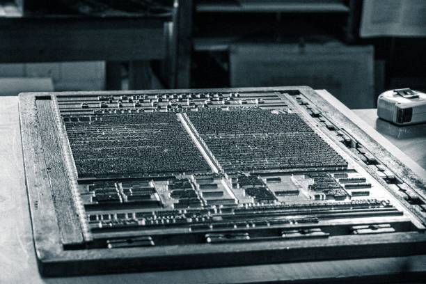 Closeup of a printing press machine