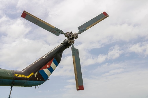 Matanzas, Cuba – November 04, 2022: A MI-17 helicopter of the Cuban armed forces, Matanzas