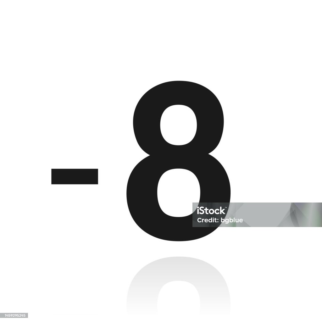 8 Minus Eight Icon With Reflection On White Background Stock