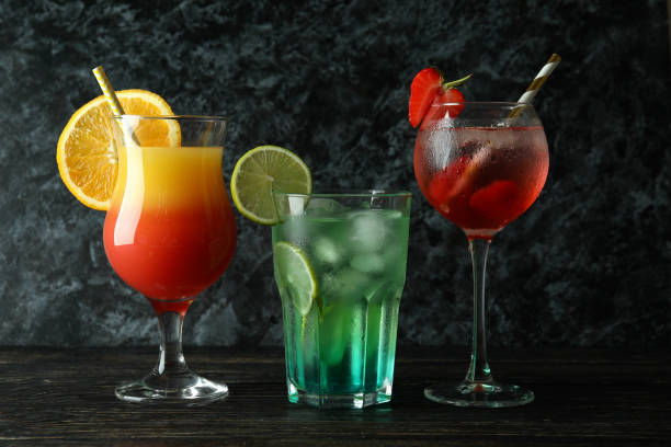 istock Fresh summer cocktails on wooden rustic table 1459295347