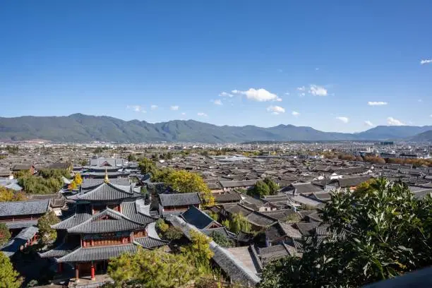 The skyline of Lijiang, a city in the northwest part of China's Yunnan province.