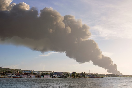 A scary huge fire of fuel tanks in the port of matanzas, cuba