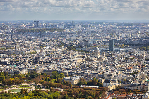 Beautiful architecture of Paris city with the Jardin du Luxembourg park, France