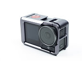 4K action camera on white background