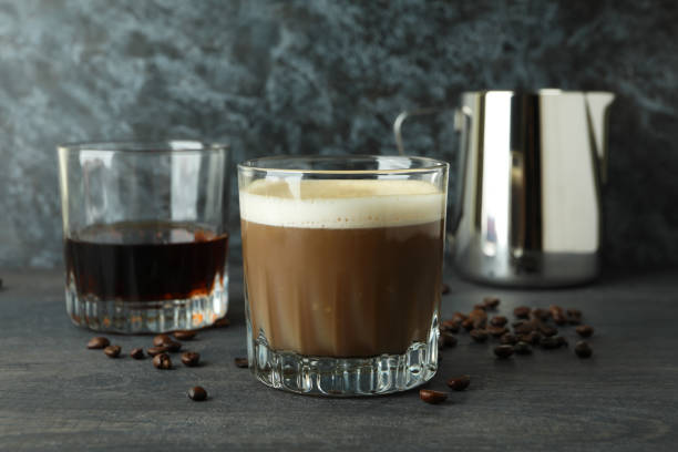 istock Concept of making Irish coffee on dark wooden table 1459298490