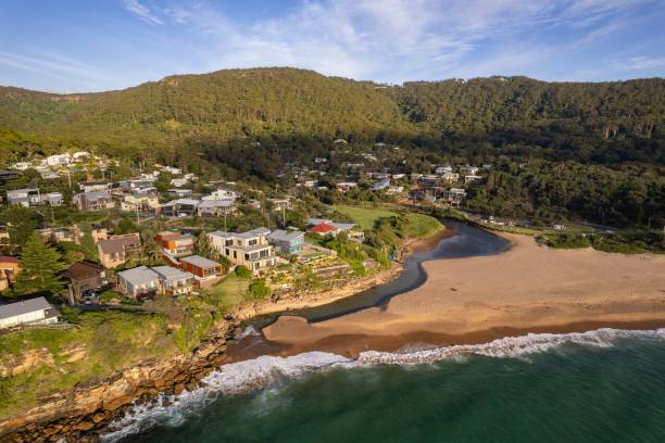 istock Drone shot over green Stanwell park beach on a sunny day 1459299997
