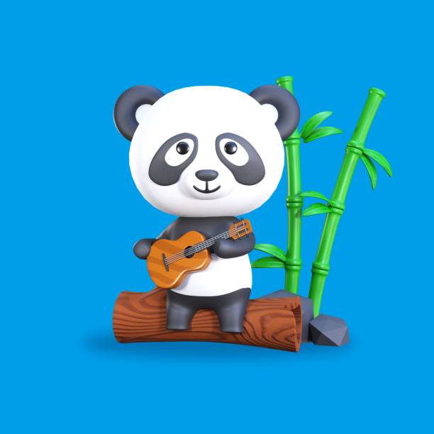 istock Illustration of a cute panda playing a guitar 1459302013