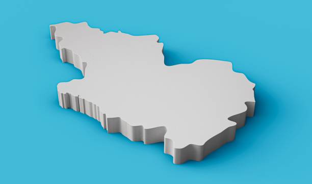 istock 3D rendering of Medina map isolated on a blue background 1459302167