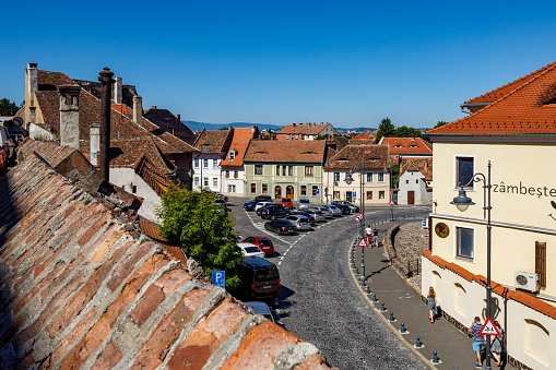 Sibiu, Transylvania, Romania - August 08, 2021: The historic city of Sibiu in Romania