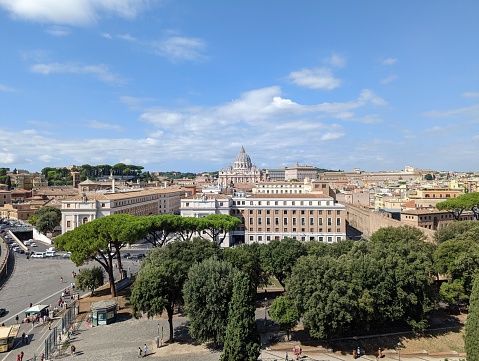 Rom, Italy – September 07, 2022: A picture taken from the Saint Peters basilica taken from far in Rome.