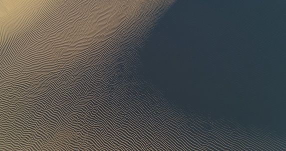 A drone view of the surface at the Glamis Sand Dunes in Imperial County, California, USA