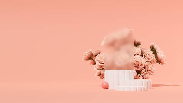 istock 3D illustration of a showcase decorated with flowers with copy space 1459306785