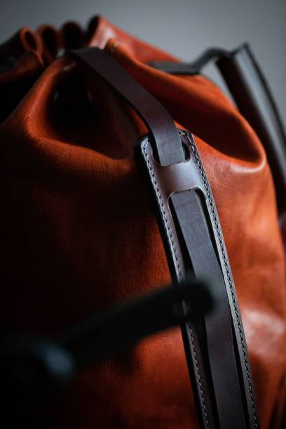 istock Vertical closeup of a handmade leather bag 1459306978