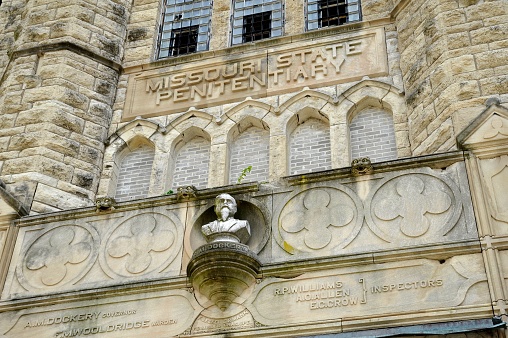 Vandalia, United States – October 01, 2014: The details of the entrance to the Missouri State Penitentiary in Jefferson City, Missouri, US.