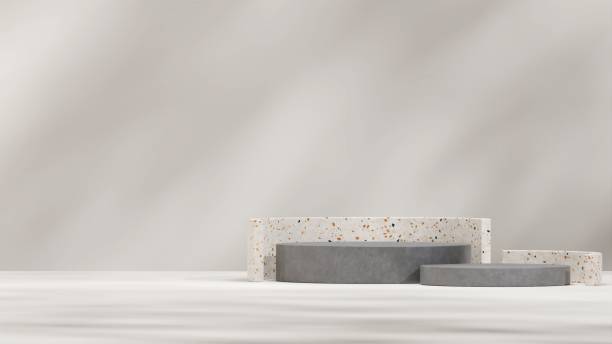 istock Gray Minimal concrete and terrazzo texture podium for product 3d render mockup in landscape template 1459309819