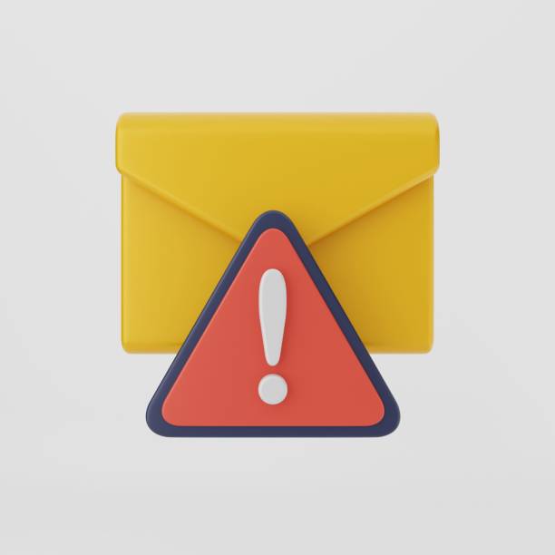istock 3d rendering of a yellow envelope with a red danger sign icon on the bottom - mail 1459309932