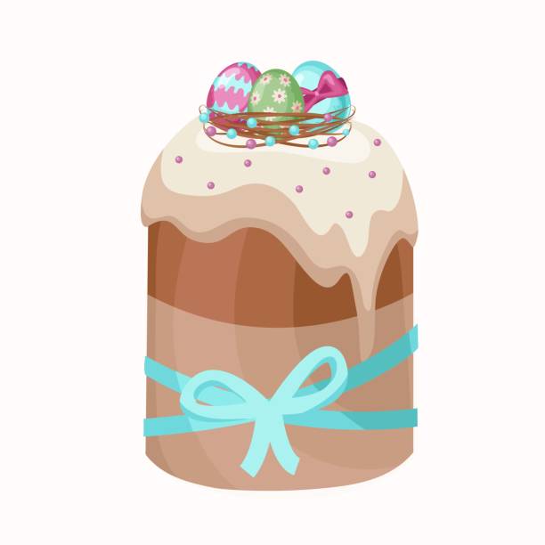 Festive Easter cake. Vector illustration in a flat style isolated on white background. Festive Easter cake. Vector illustration in a flat style isolated on white background easter cake stock illustrations