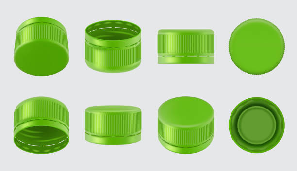illustrations, cliparts, dessins animés et icônes de capsule. eau et boissons alcoolisées bouchons en polyéthylène vecteur décent coloré modèles réalistes - couvercle