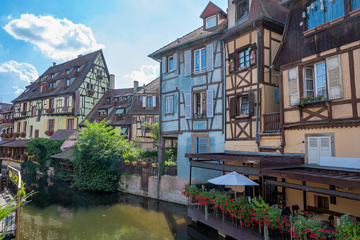 Colmar La Petite Venise street view in the French Alsace during a summer day