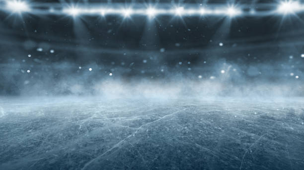 Hockey ice rink sport arena empty field - stadium Hockey ice rink sport arena empty field - stadium ice hockey stock pictures, royalty-free photos & images