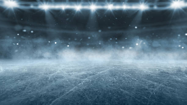 hóquei no gelo pista de pista esporte campo vazio - estádio - ice rink ice hockey ice playing - fotografias e filmes do acervo