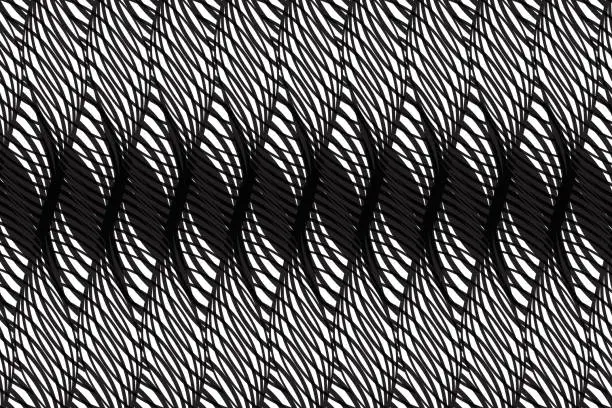 Vector illustration of Twisting Torsion Movemen in Abstract Op Art Lines Pattern.