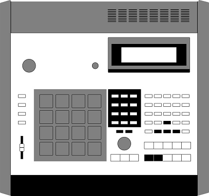 Vector illustration of classic MIDI Production Center sampler AKAI MPC 60 by Roger Linn