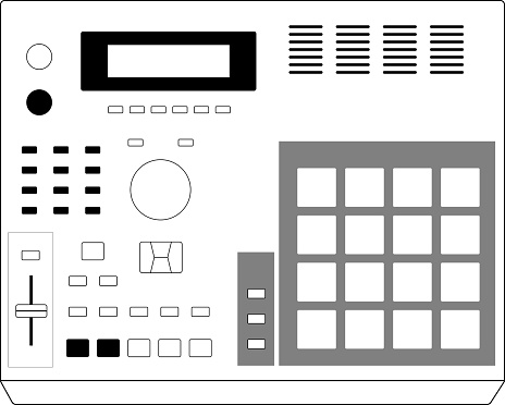 Vector illustration of classic MIDI Production Center sampler AKAI MPC 2000