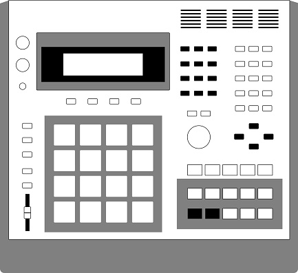 Vector illustration of classic MIDI Production Center sampler AKAI MPC 3000