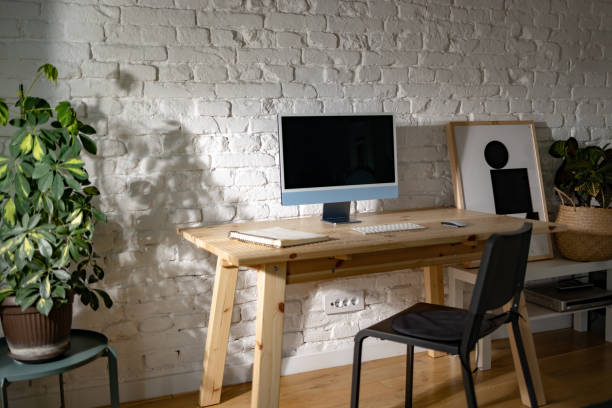 istock Modern home office with desktop PC in the apartment. 1459330097