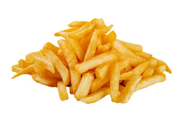 Photo of French fries isolated on a white background