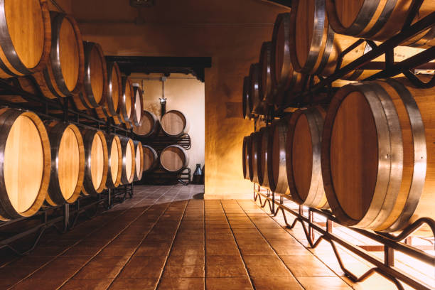 istock cellar with barrels for storage of wine 1459333559
