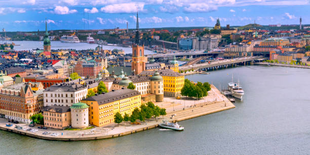 riddarfjärden, cityscape view, estocolmo, suecia - riddarfjarden fotografías e imágenes de stock