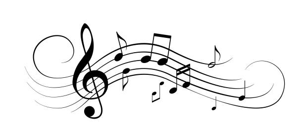 60+ Hand Drawn Abstract Swirl Piano Keyboard And Musical Notes