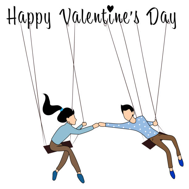 istock Couples in love swinging on the words Valentine's Day 1459336383