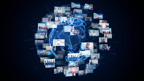 istock Digital contents concept. Social networking service. Streaming video. communication network. 1459336889