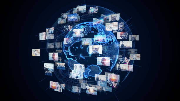istock Digital contents concept. Social networking service. Streaming video. communication network. 1459337161