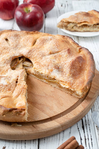 istock Homemade apple pie with fresh red apples 1459338238