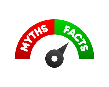 Versus VS battle. Speed risk scale of facts and myths. Concept of thorough fact checking or easy compare evidence. Vector illustration