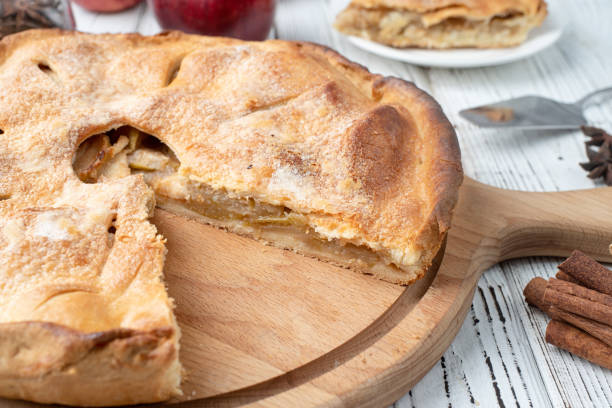 istock Homemade apple pie with fresh red apples 1459341317