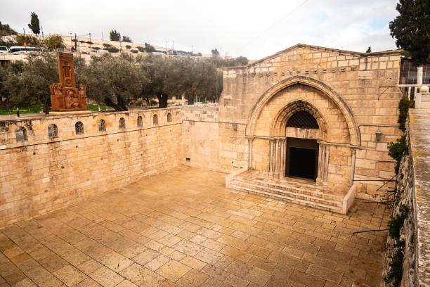 14 January 2023, Jerusalem, Israel: Church of Burial of Virgin Mary in Jerusalem 14 January 2023, Jerusalem, Israel: Church of Burial of Virgin Mary in Jerusalem. tomb of the virgin mary in jerusalem stock pictures, royalty-free photos & images